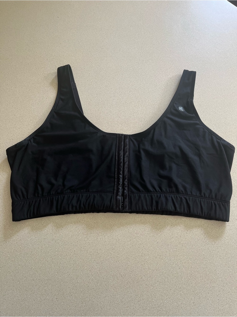 Front-Zip Black Comfort Bra with Wide Straps